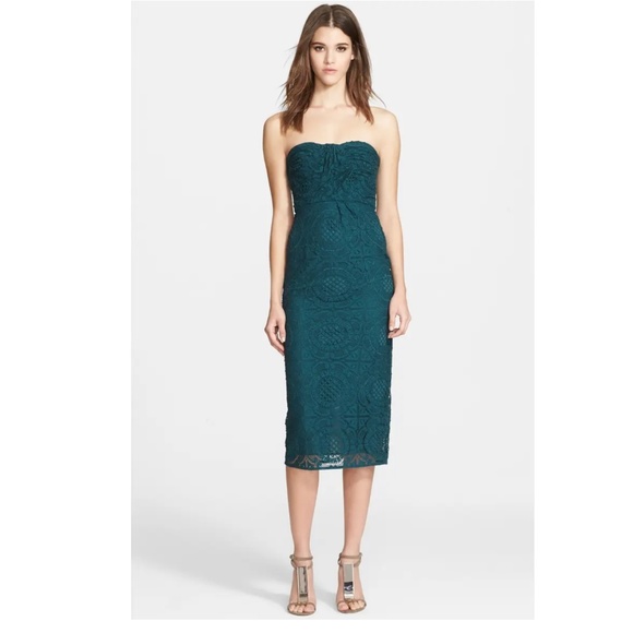 $1995 Burberry London Sonya Strapless Lace Cocktail Midi Dress in Black - Picture 8 of 9